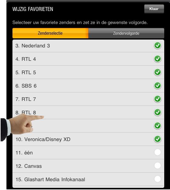 Aanpassen van de lijst met Favoriete zenders Tik hier om de lijst met favoriete