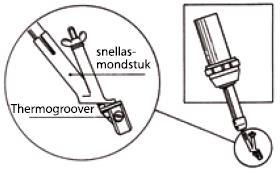 Bij gebruik van de Forbo Groover dient de naad circa 1,0 mm open te staan in verband met de geleiding van het voorste wieltje.