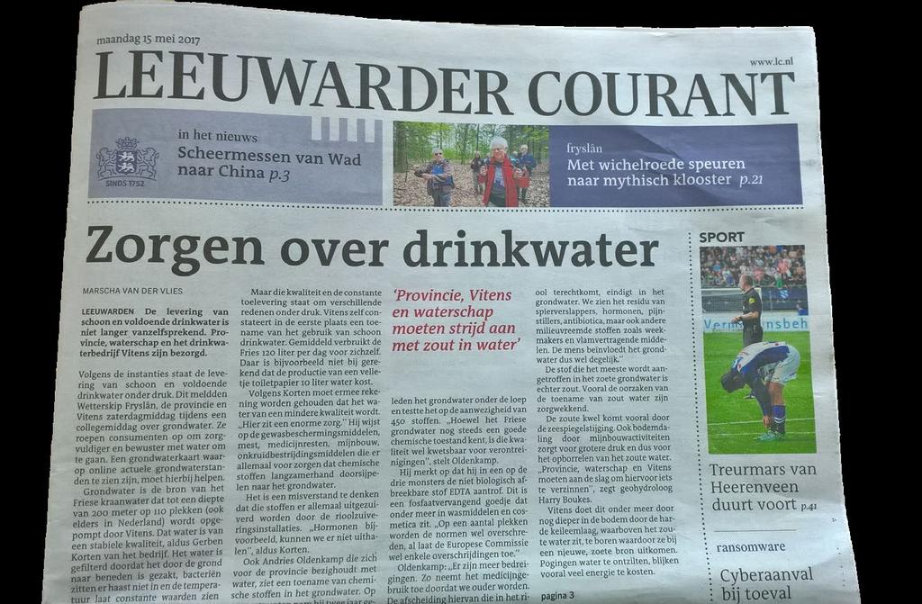 In het oosten en zuiden van Fryslân is het grondwater zoet. De voorstudie heeft ons geleerd dat huidige verdeling van zoet en zout grondwater niet een vaststaand gegeven is.