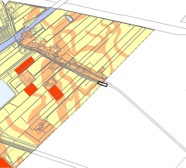 Afb. 6 Locatie van het plangebied op de archeologische waarden en verwachtingenkaart van de gemeente Maassluis. De gele gebieden hebben een middelhoge archeologische verwachtingswaarde.