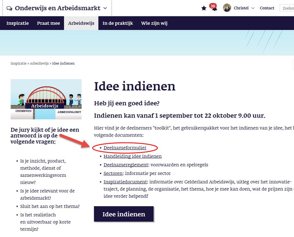 2 Download je deelnameformulier Voor het indienen van je idee moet je eerst het