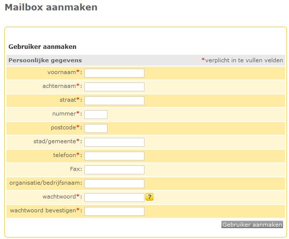 Je kunt slechts één mailbox per gebruiker instellen. Als je een extra mailbox wilt aanmaken, moet je eerst een nieuwe gebruiker aanmaken.