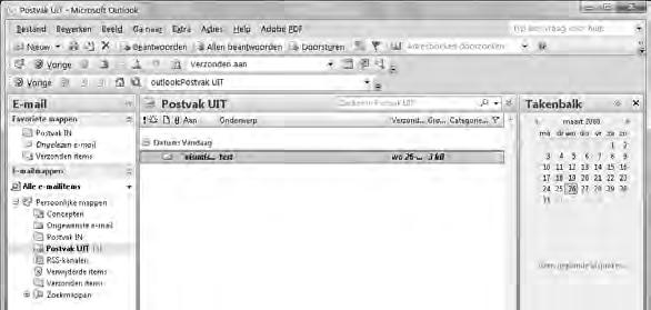 Zo kunt u eerst al uw e-mailberichten schrijven en deze in één keer versturen. U ziet weer het venster van Outlook.