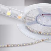 Rol van 5 m/36w Roll of 5 m/36w Uitermate flexibele 2-kleuren afgeschermde LED strip Verkrijgbaar in Vdc uitvoering Door middel van apart te bestellen controller/dimmer is het mogelijk de