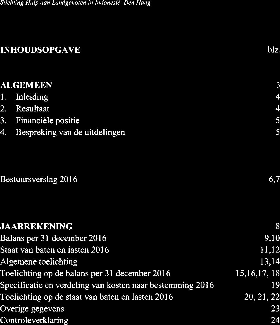 INHOUDSOPGAVE blz. ALGEMEEN 1. Inleiding 2. Resultaat 3. Financiële positie 4.