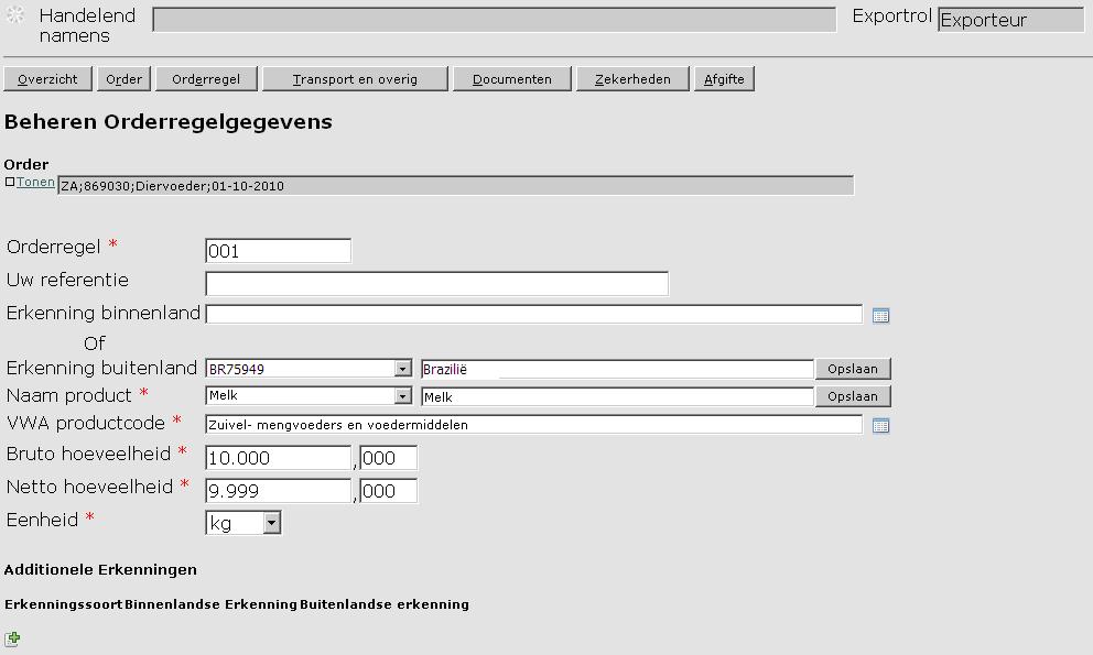 Beheren Orderregelgegevens Het veld orderregel wordt automatisch gevuld. Geef eventueel uw eigen referentie op.