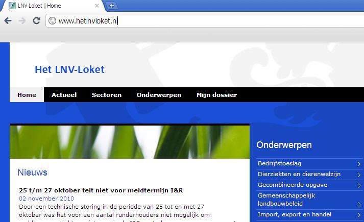 Inloggen in mijn dossier Ga in uw standaard internet browser naar www.hetlnvloket.