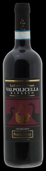 Wijn 4 Gino Fasoli La Corte del Pozzo Valpolicella Ripasso 2014 Corvina, Corvinone, Rondinella Druiven met de hand geplukt. Sinds 1990 officieel gecertificeerd biologisch bedrijf.