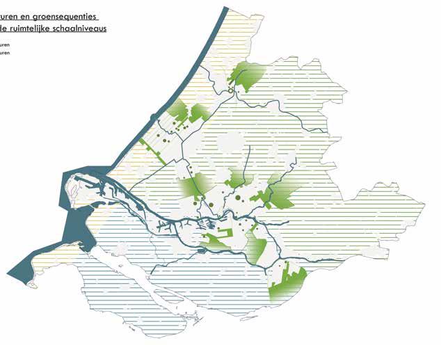 WEDEROMBOUW Waterstructuren en groenconsequenties schap, het stadslandschap. De dynamiek van de omliggende steden is hier de dominante landschapsvormende factor.