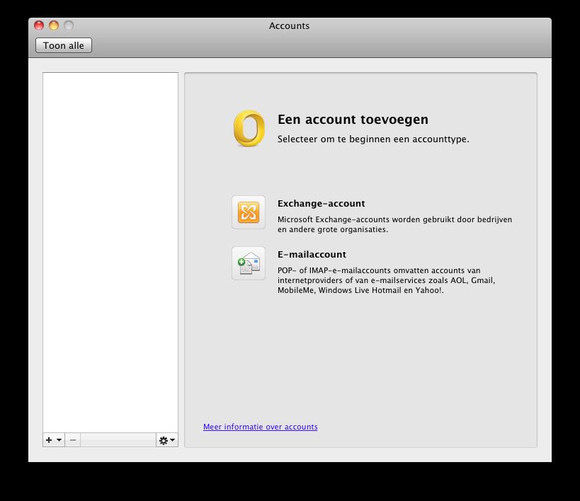 Kies bij Accounts voor de optie Exchange-account.