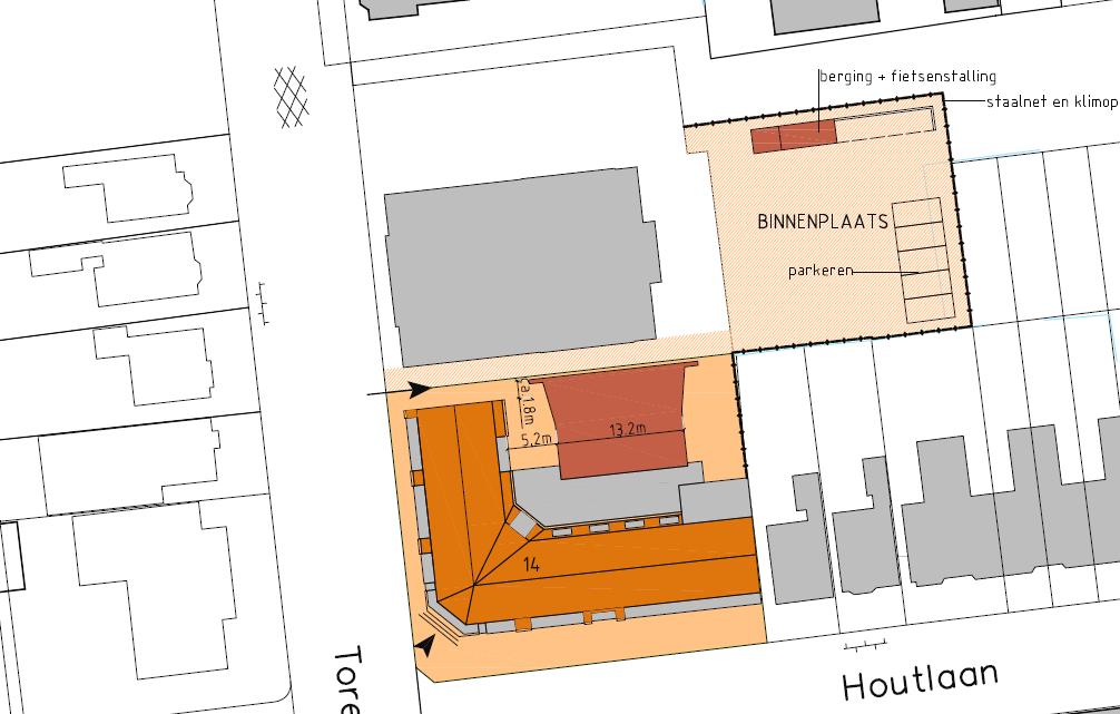 Situatie Torenstraat 14 Indeling 2 appartementen