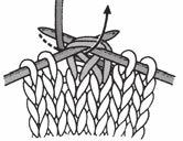 n de volgende naald, de draad of draadomslag breien zoals de andere steken op de naald, op deze manier is er 1 st. gemeerderd.