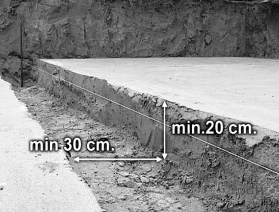 ! voor Zorg ervoor de bovenkant van het metalen profiel 5 cm onder het niveau van het betonplateau blijft zodat u de overblijvende 5