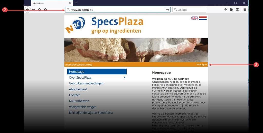 Om gebruik te maken van het online portaal van SpecsPlaza volgt u de volgende procedure: 1.
