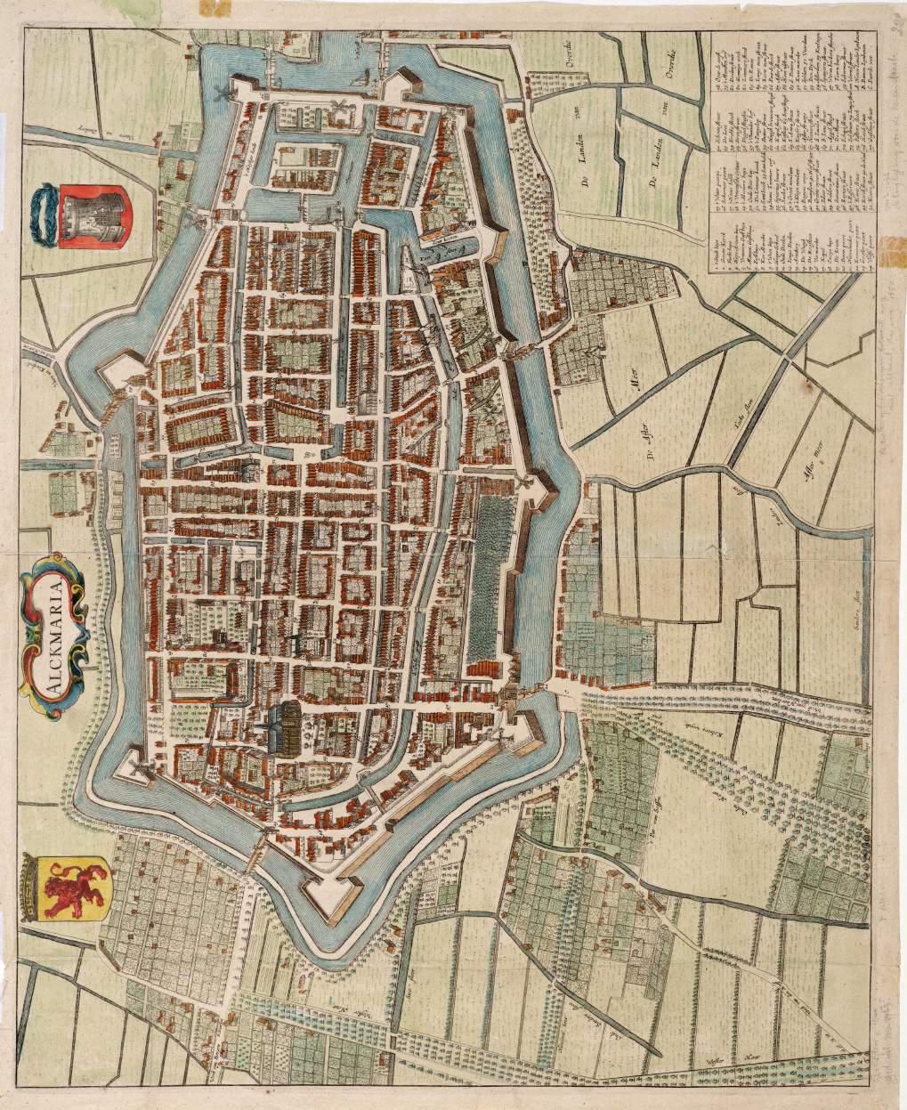 Kaart van Joan Blaeu, 1649 Alkmaar op de kaart gezet