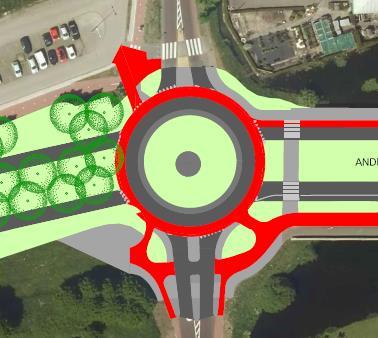 Rotonde met de Sloterweg De busbaan eindigt voor de rotonde met Sloterweg.