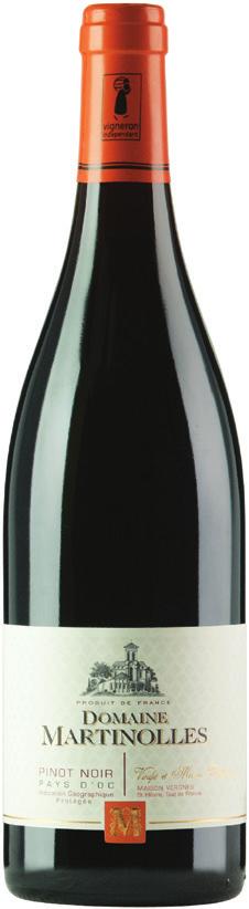 W A A R D E R 8 I N G 16 Domaine Martinolles Pinot Noir De druiven komen uit de koudste regio van Zuid- Frankrijk (Limoux), aan de voet van de Pyreneëen.