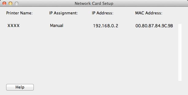 Hulpprogramma's voor Mac OS X Card Setup U kunt Card Setup gebruiken om het netwerk te configureren.