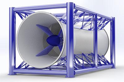 Pagina 13 van 28 Freeflow turbines Fishflow innovations heeft een turbines ontwikkeld die in twee richtingen met hoog rendement (> 80%) functioneren.