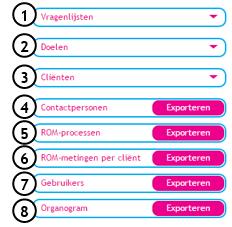 7. Bijzonder gebruikersrecht: Export Gegevens die in BergOp staan opgeslagen (zoals cliëntgegevens, vragenlijstgegevens, maar ook gegevens over de organisatie) kunnen worden geëxporteerd naar Excel.