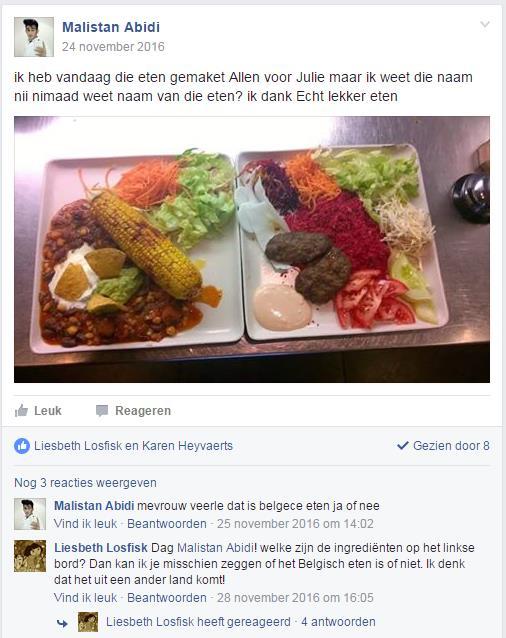 De Rotonde voorbeeldles & -taak: Facebook F2F: introductie in de klas nieuw thema Belgische gerechten Facebook: