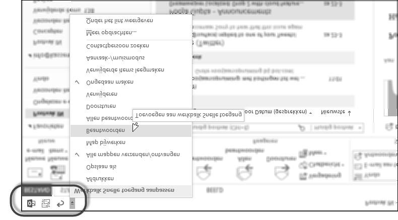 Hoofdstuk 1 Kennismaken met Outlook 2013 Werkbalk Snelle toegang De werkbalk Snelle toegang vindt u helemaal links in de titelbalk.