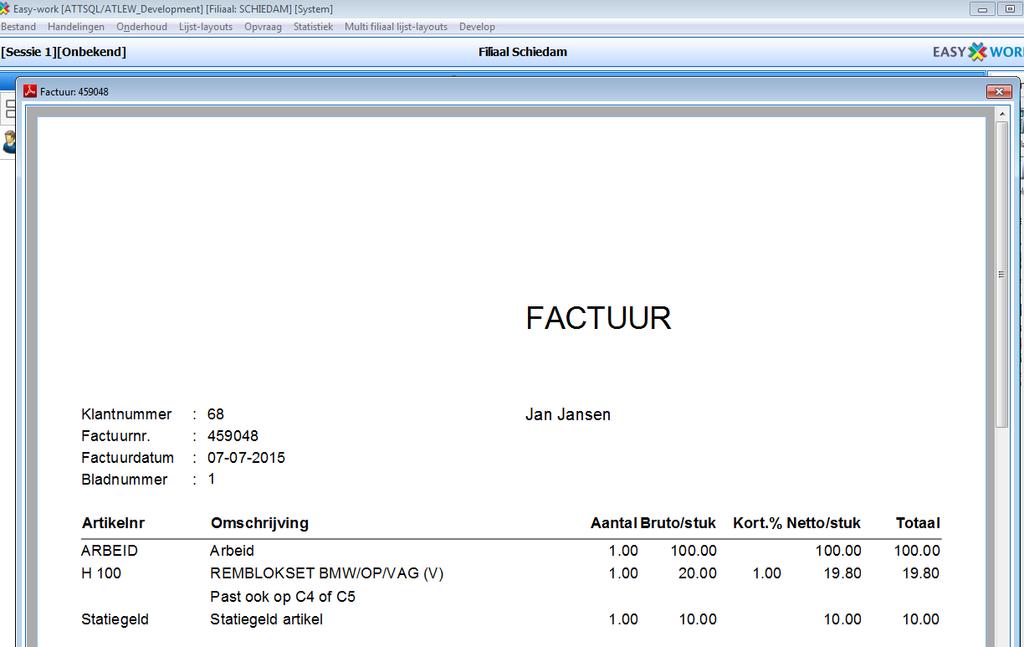 Ook kunt u de faktuur in kwestie direct