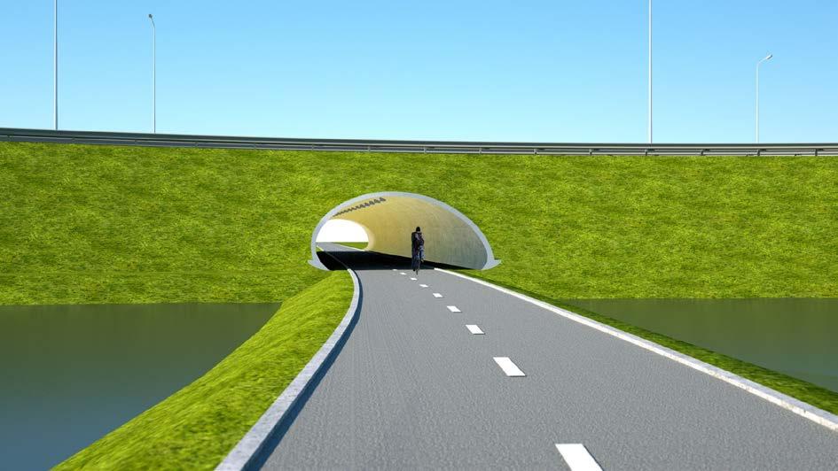 Artist impression van de fietstunnel die in 2017 is aangelegd in het knooppunt Badhoevedorp (bron: gemeente Haarlemmermeer) 3.5.