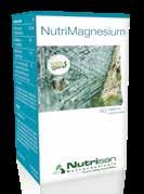 8 Aminozuren, vitaminen en mineralen NutriMagnesium Magnesium is betrokken bij de celdeling, een normale eiwitsynthese, de energiestofwisseling en de normale werking van het zenuwstelsel en spieren.