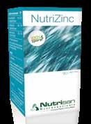 14 Aminozuren, vitaminen en mineralen NutriZinc Zink is betrokken bij de normale celdeling, DNA- en eiwitsynthese, het normaal zuur-basemetabolisme en de normale stofwisseling van koolhydraten,