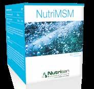 26 Botten, spier- en/of gewrichtsfunctie NutriMSM NutriMSM is rijk aan methylsulfonymethaan (MSM), een natuurlijke bron van zwavel voor het lichaam.