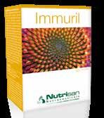 52 Immuunsysteem Immuril Astragalus, echinacea, vitamine C (uit acerola) en zink dragen bij tot de normale werking van het immuunsysteem.