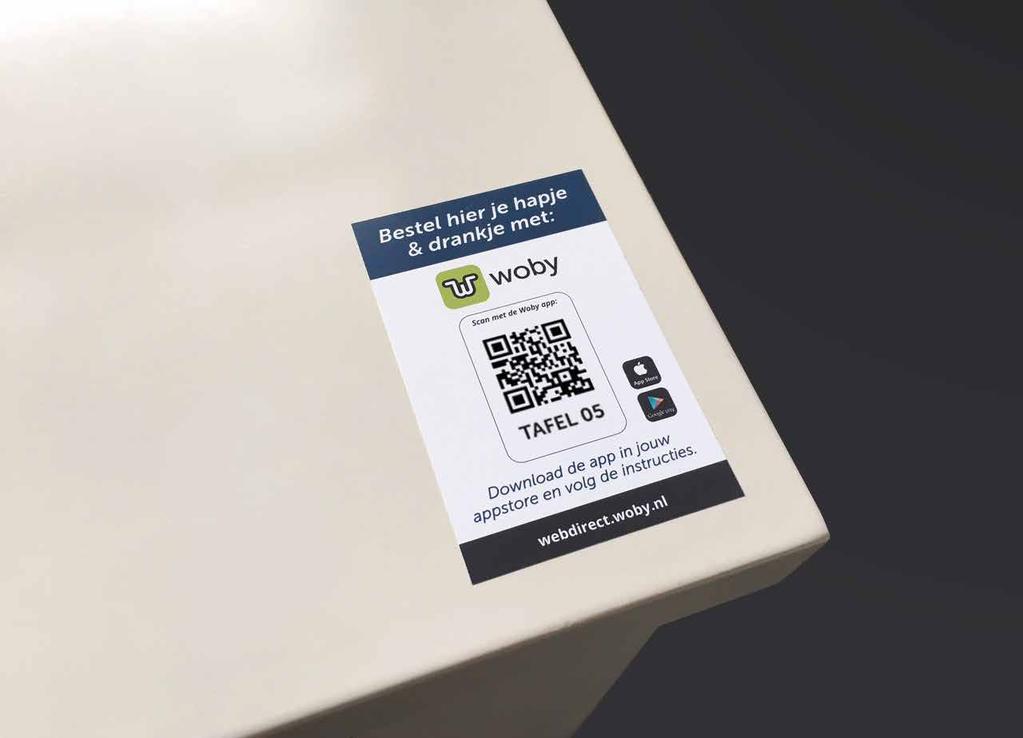 Tafelsticker Artikelnr: wob.acc.015 Sticker met QR code te plaatsen op de tafel vanwaar de gasten met hun smartphone kunnen bestellen.