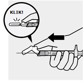 4 Na de injectie Naald opsluiten in het beschermkapje Als u klaar bent met de injectie, gebruik dan uw