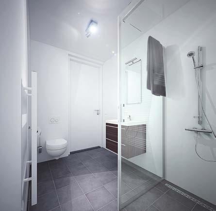 Zelfs RVS-accessoires zijn bij oplevering aanwezig! Met een fraai wastafelmeubel, Villeroy & Boch sanitair en een glazen douchecabine is de badkamer klaar voor luxueus gebruik.