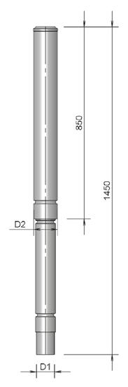 ROOKGASAFVOERMATERIALEN Dubbelwandige aluminium rookgasdakdoorvoer Rookgaskap De dubbelwandige aluminium rookgasdakdoorvoeren hebben een dun- of dikwandige rookgaspijp.