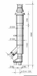 Combi dakdoorvoer 80-80-125 mm Gecombineerde rookgasaf- en luchttoevoer en mechanische ventilatie afvoer 80-80 - 125 mm voor gesloten HR- of VR-ketels.