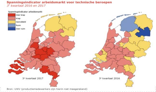 Nederland Krapte op de arbeidsmarkt neemt toe, ook in