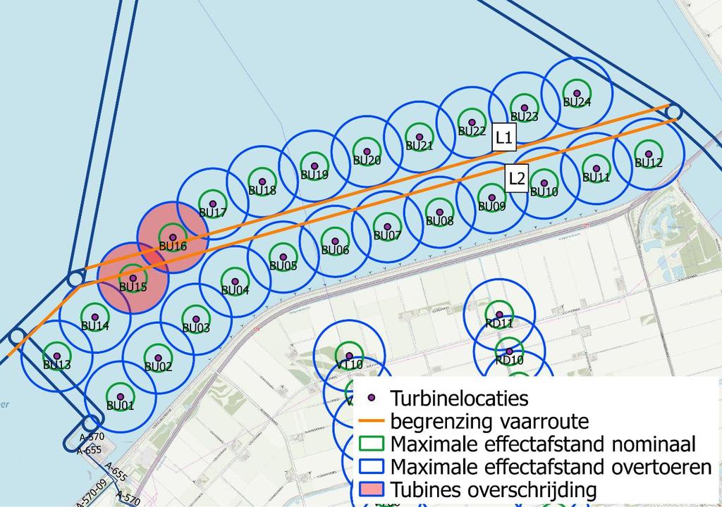 Figuur 11. Turbines die zorgen voor overschrijding van meer dan 10% uitstromingsfrequentie VGS.