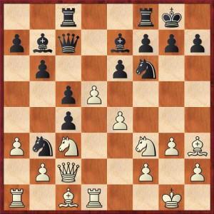 De partij ging verder met 15...Pxa1 16. Da4 Dd7 17.Dxd7 Pxd7 18.dxe6 Pf6 19.exf7+ Kxf7 20.Lxc8. Een boeiende stelling resteerde. De partij werd uiteindelijk door Gabriël gewonnen.