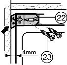8 (20) aan de kant van de deurgreep sluitend met de zijwand van het apparaat monteren: in de lijving schuiven en Fig. 8 de sleutelgaten inhaken. u Lijm afdekprofiel Fig.