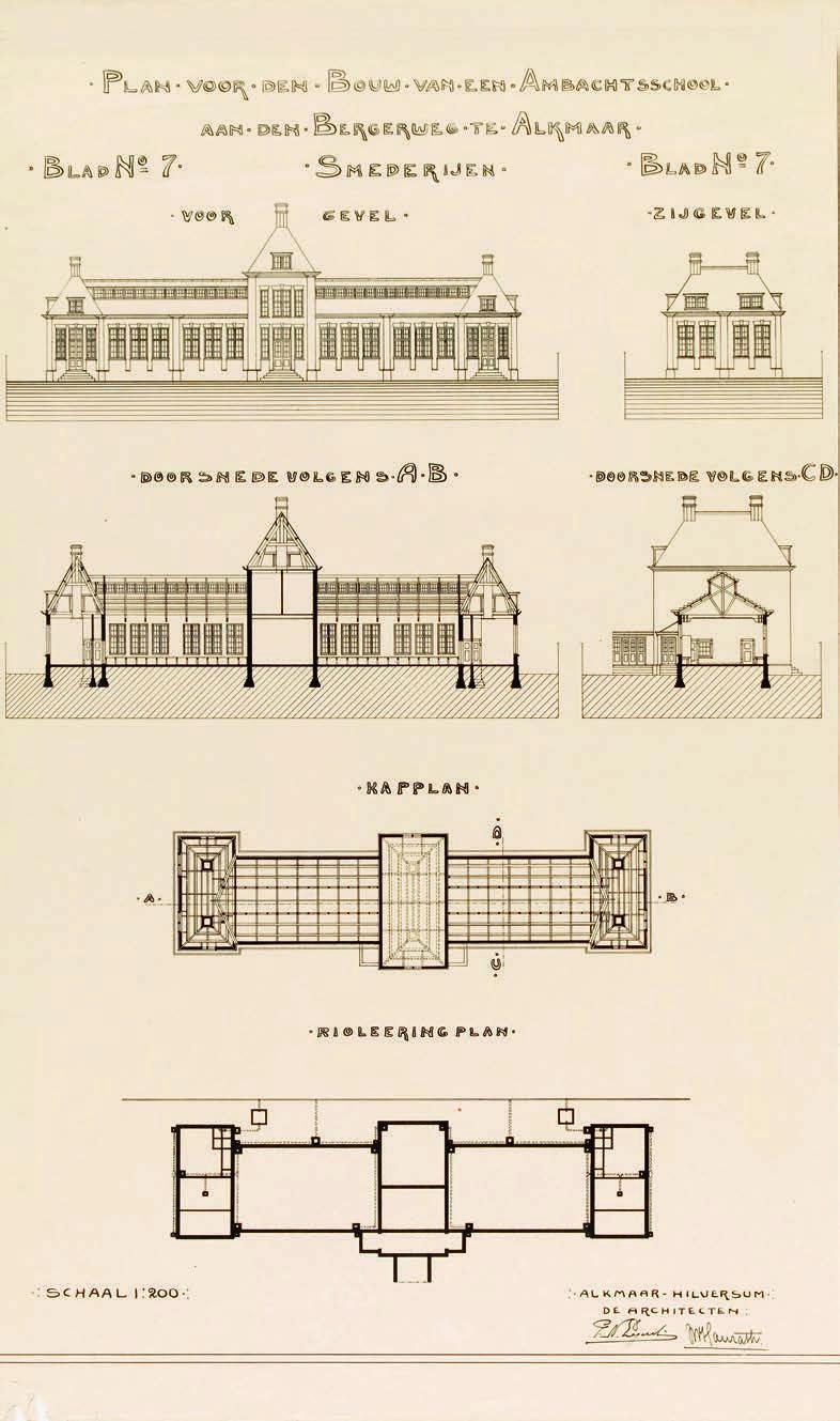 Gert van Kleef Ontwerptekening van de Ambachtsschool en