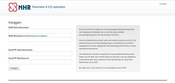 Op de nieuw geopende pagina vindt u een knop: Inloggen PM-ICD registratie. Door hierop te klikken komt u op de inlogpagina van de PM/ICD registratie.