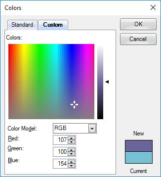 Om een nieuwe kleur te selecteren klikt u in het scherm. Er verschijnt dan een geblokt kruisje. Voor een andere kleur, kunt u de kleur selecteren, maar u kunt het kruisje ook verslepen.