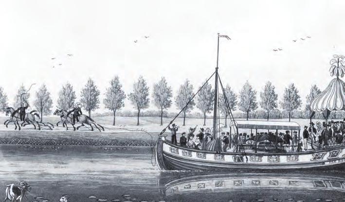 De barge op de Brugsevaart. In de 18e eeuw was Gent reeds een zeehaven. De schepen kwamen langs Oostende en Brugge naar Gent, waar ze langs de Lieve en de Leie gelost werden.