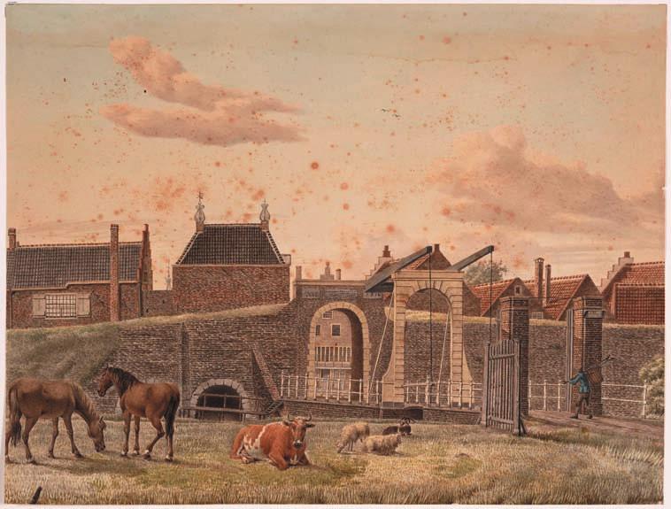 de Ruyt, 1821) Onder: De Waterpoort met ernaast het Zakkendragershuis