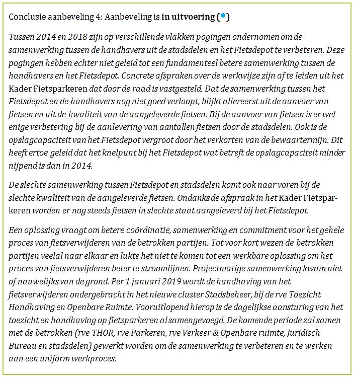 REKENKAMER METROPOOL AMSTERDAM Reactie college mei 2014 Het college nam de aanbeveling over.