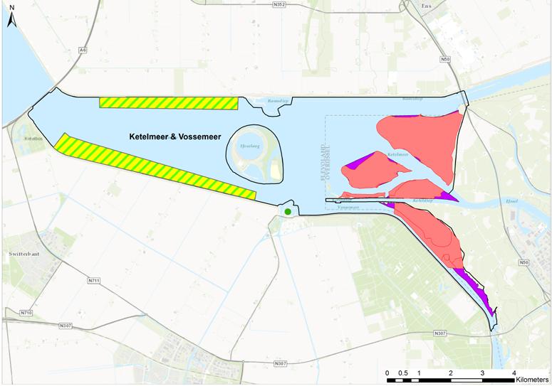 Tabel 5.1 Jachthavens langs het Ketelmeer & Vossemeer met plannen voor uitbreiding van het aantal ligplaatsen binnen de eerste beheerplanperiode (gegevens provincies) Figuur 5.
