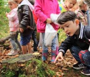 4-jarige kleuters op zoek naar herfstschatten Op 17 oktober konden de kleuters van juf Kathleen, juf Claudia en juf Kim genieten