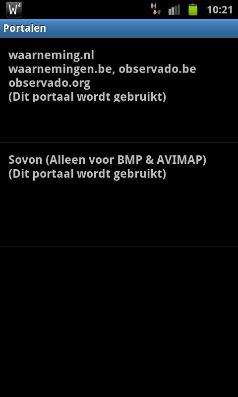 voor AVIMAP in - Je kan al dan niet Waarnemingen.be - Vink aan Dit portaal gebruiken uitvinken.
